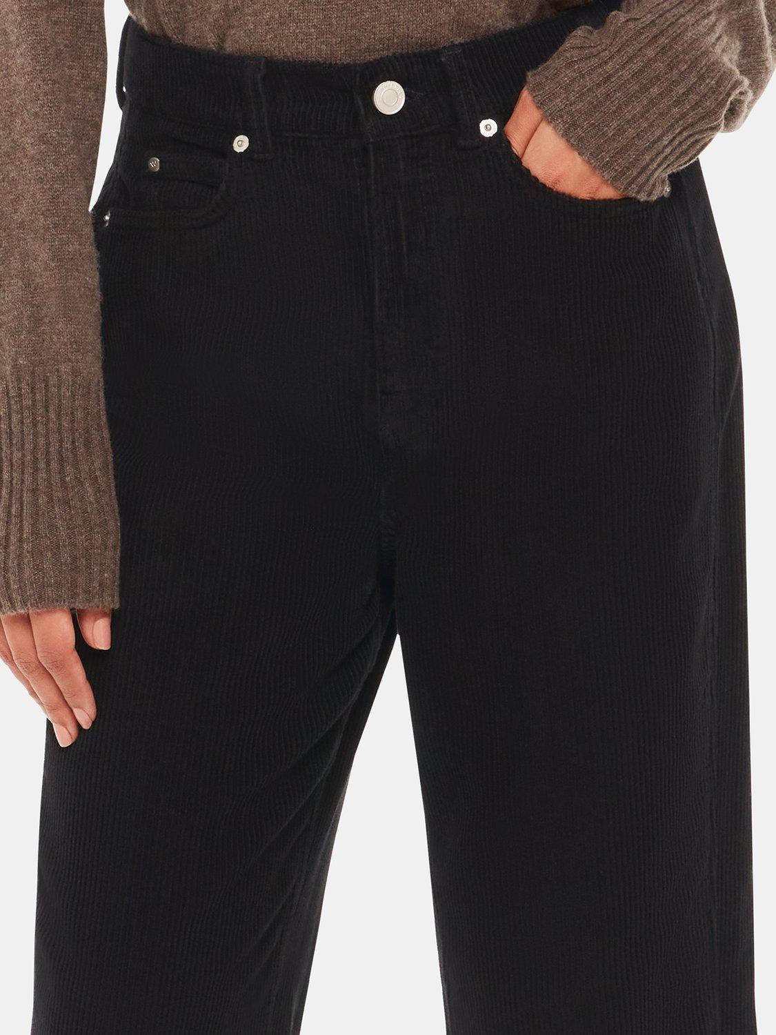 Product image 3 of 5, which shows Whistles High Waist Cord Barrel Leg Jeans, Black, 36