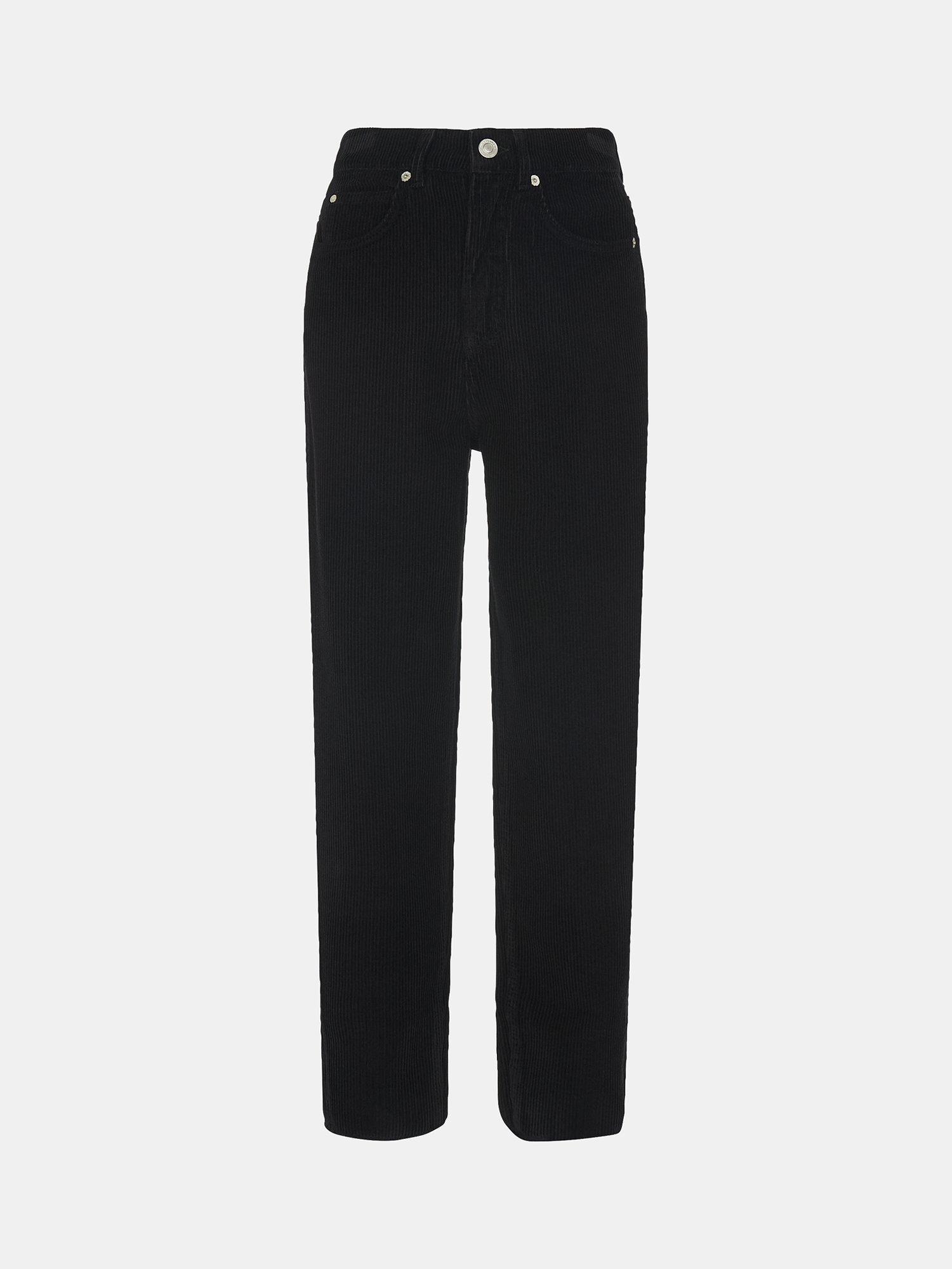 Product image 5 of 5, which shows Whistles High Waist Cord Barrel Leg Jeans, Black, 36