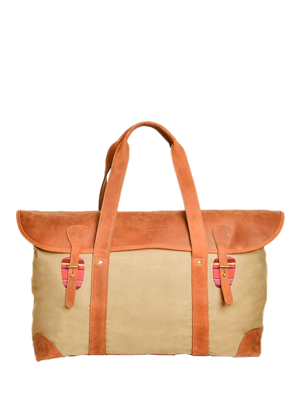 KOY Weekender Holdall Bag, Tan, Tan
