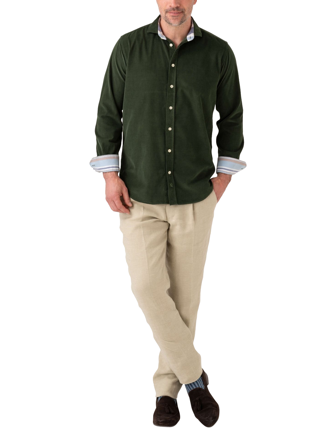 Product image 3 of 8, which shows KOY Corduroy Shirt, Green Pine, S