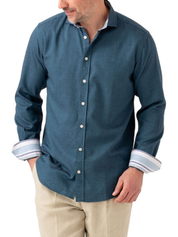 KOY Cotton Merino Wool Mix Shirt, Blue Teal, Blue Teal