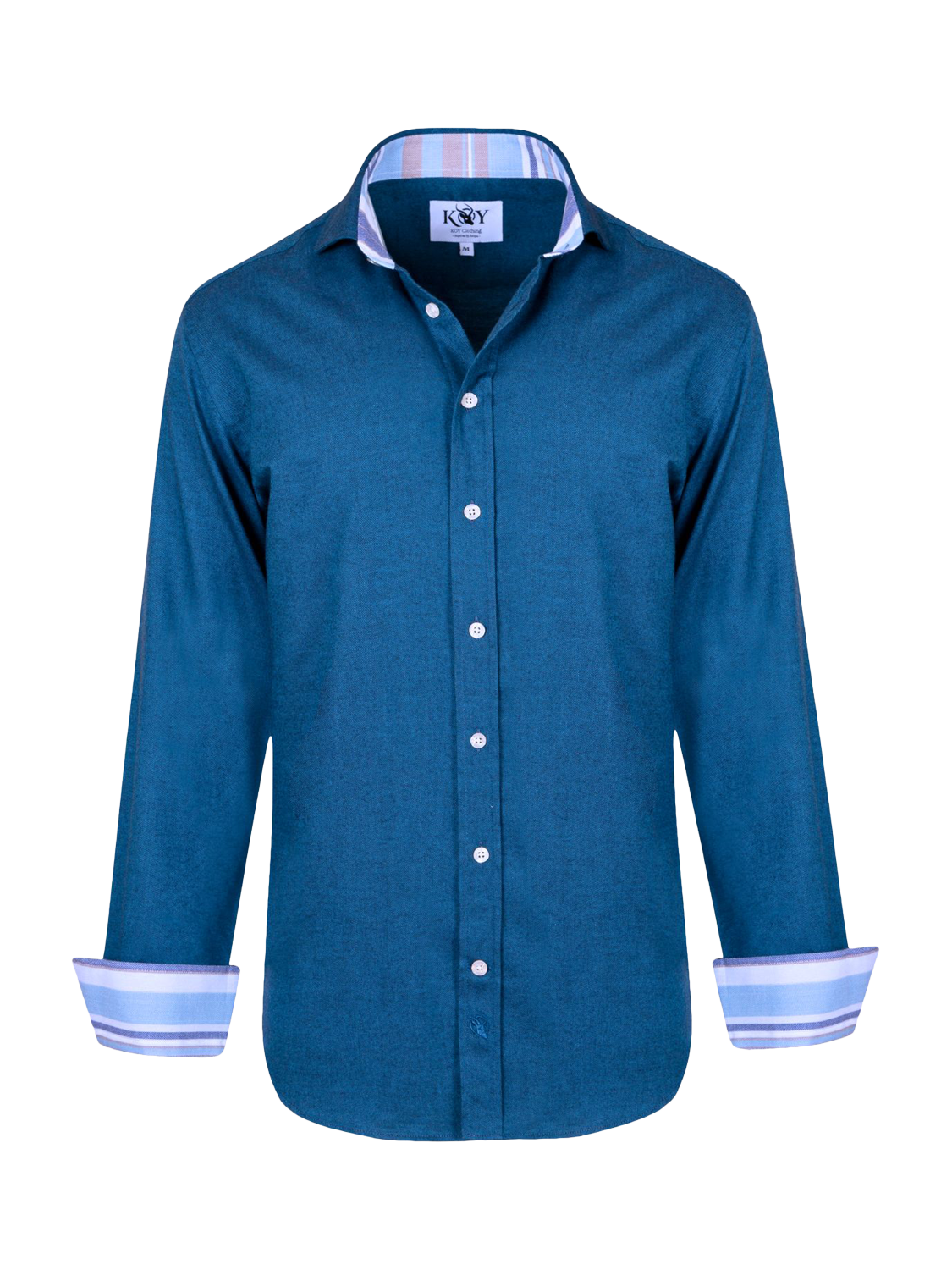 Product image 4 of 7, which shows KOY Cotton Merino Wool Mix Shirt, Blue Teal, S