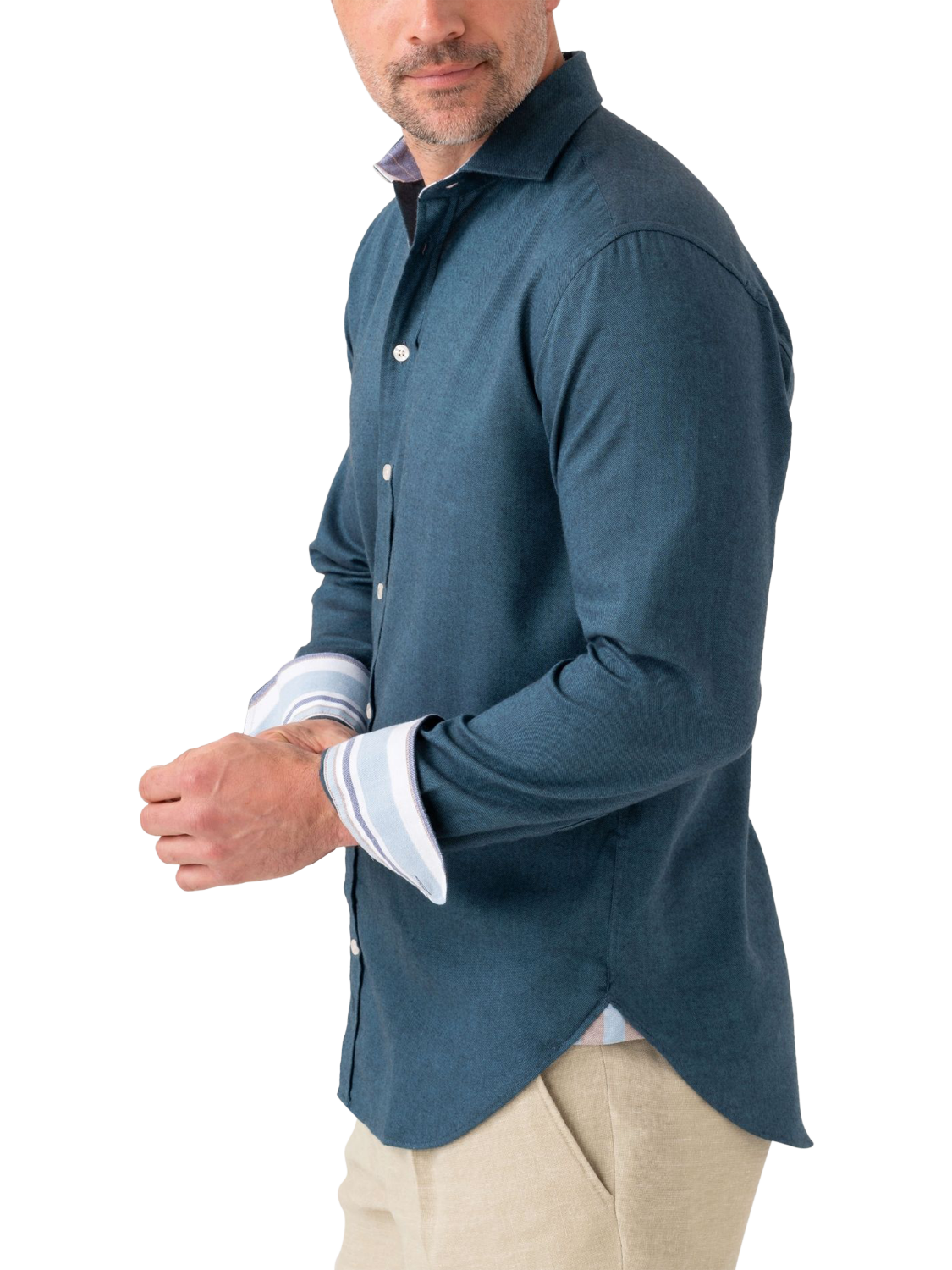 Product image 5 of 7, which shows KOY Cotton Merino Wool Mix Shirt, Blue Teal, S
