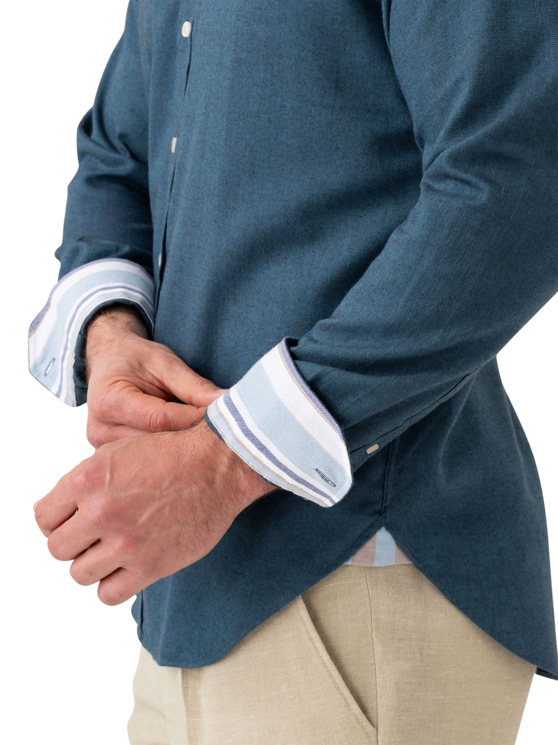 Product image 6 of 7, which shows KOY Cotton Merino Wool Mix Shirt, Blue Teal, S