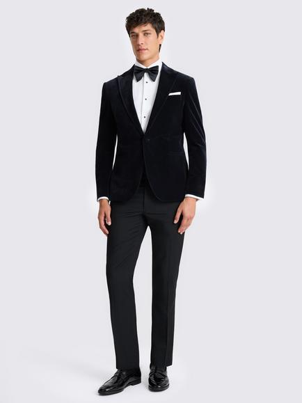 Moss Slim Fit Velvet Jacket, Ink - view 2, Ink