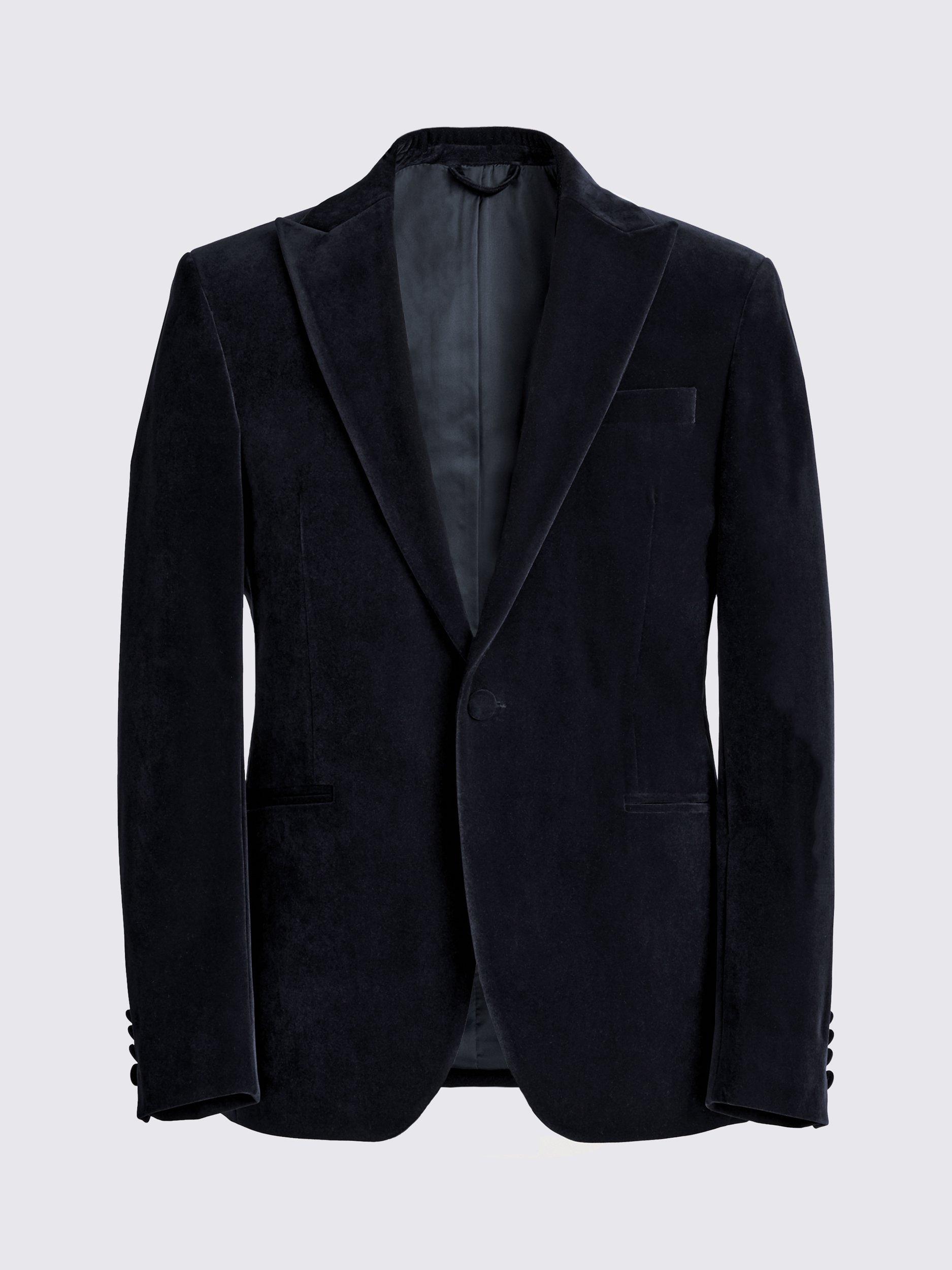 Product image 6 of 6, which shows Moss Slim Fit Velvet Jacket, Ink, 36S