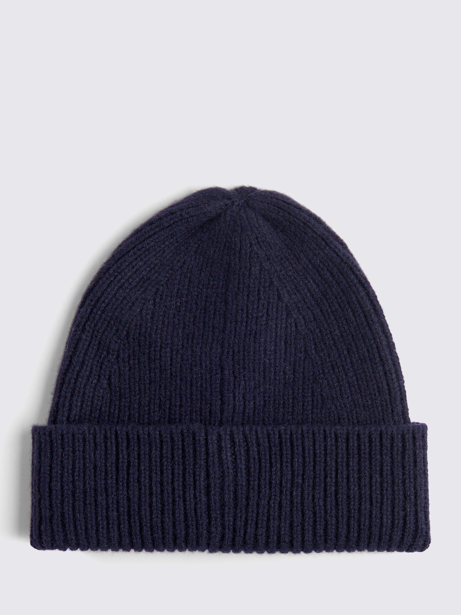 Moss Wool Cashmere Blend Beanie, Navy, One Size