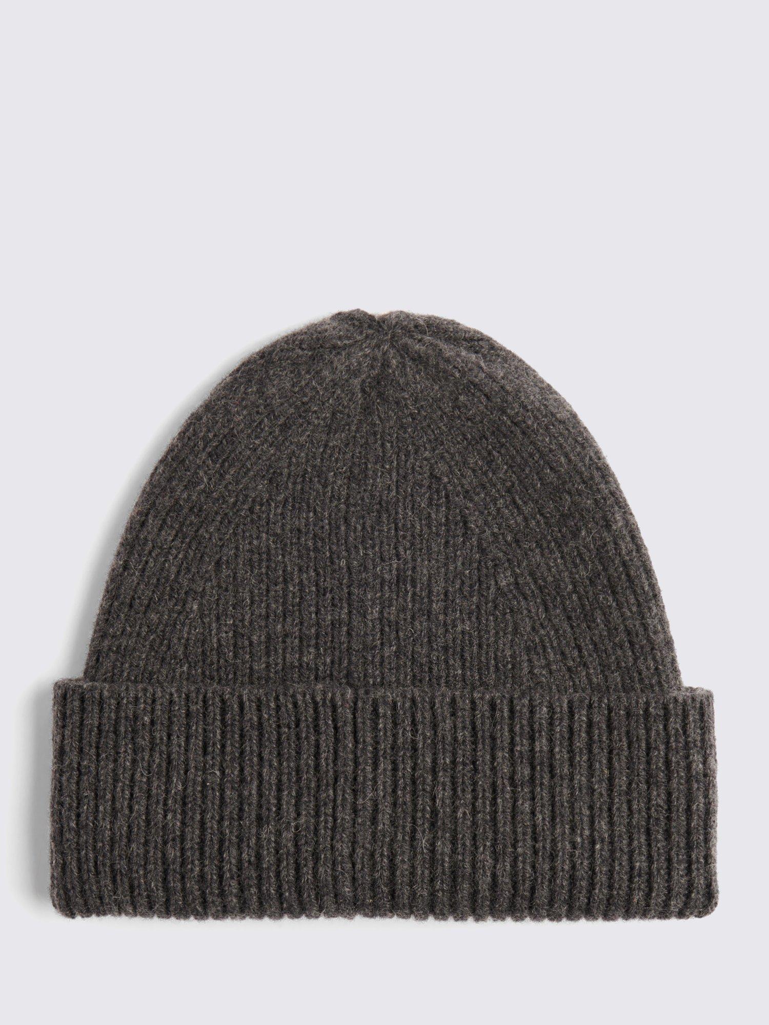 Moss Wool Cashmere Blend Beanie, Charcoal, One Size