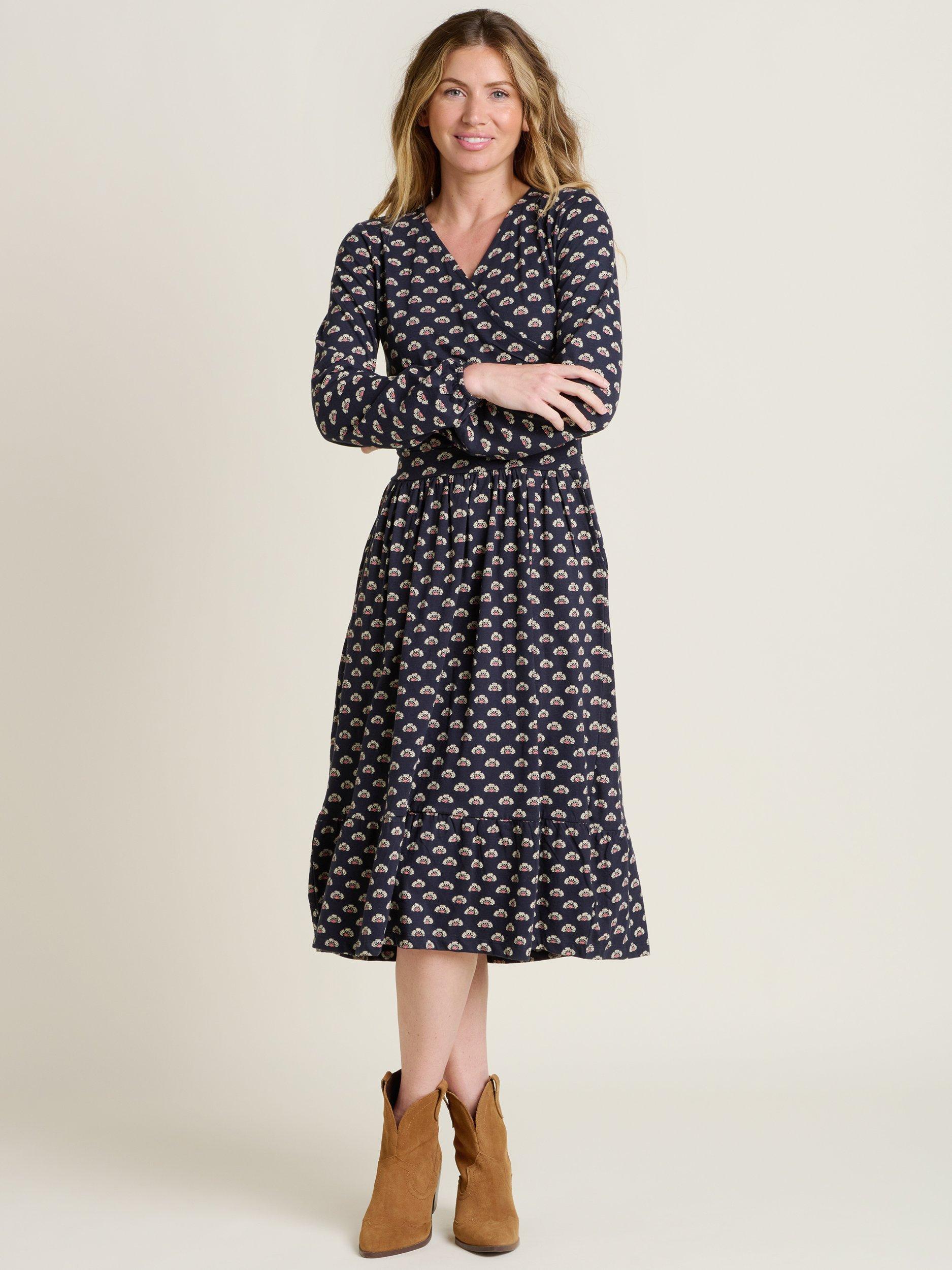 Product image 2 of 4, which shows Brakeburn Annie Wrap Dress, Navy, 8