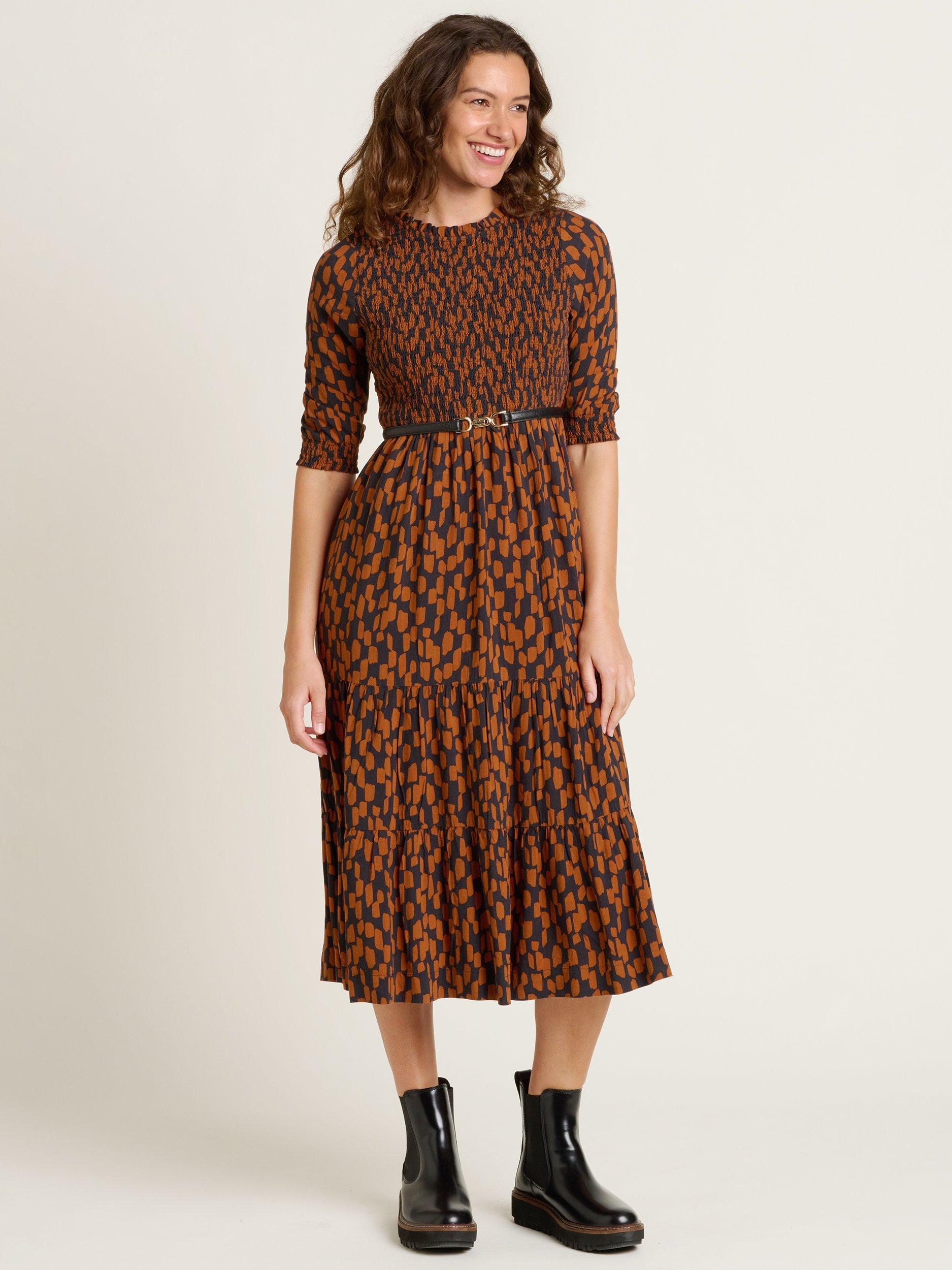 Product image 2 of 5, which shows Brakeburn Brush Strokes Midi Dress, Multi, 8