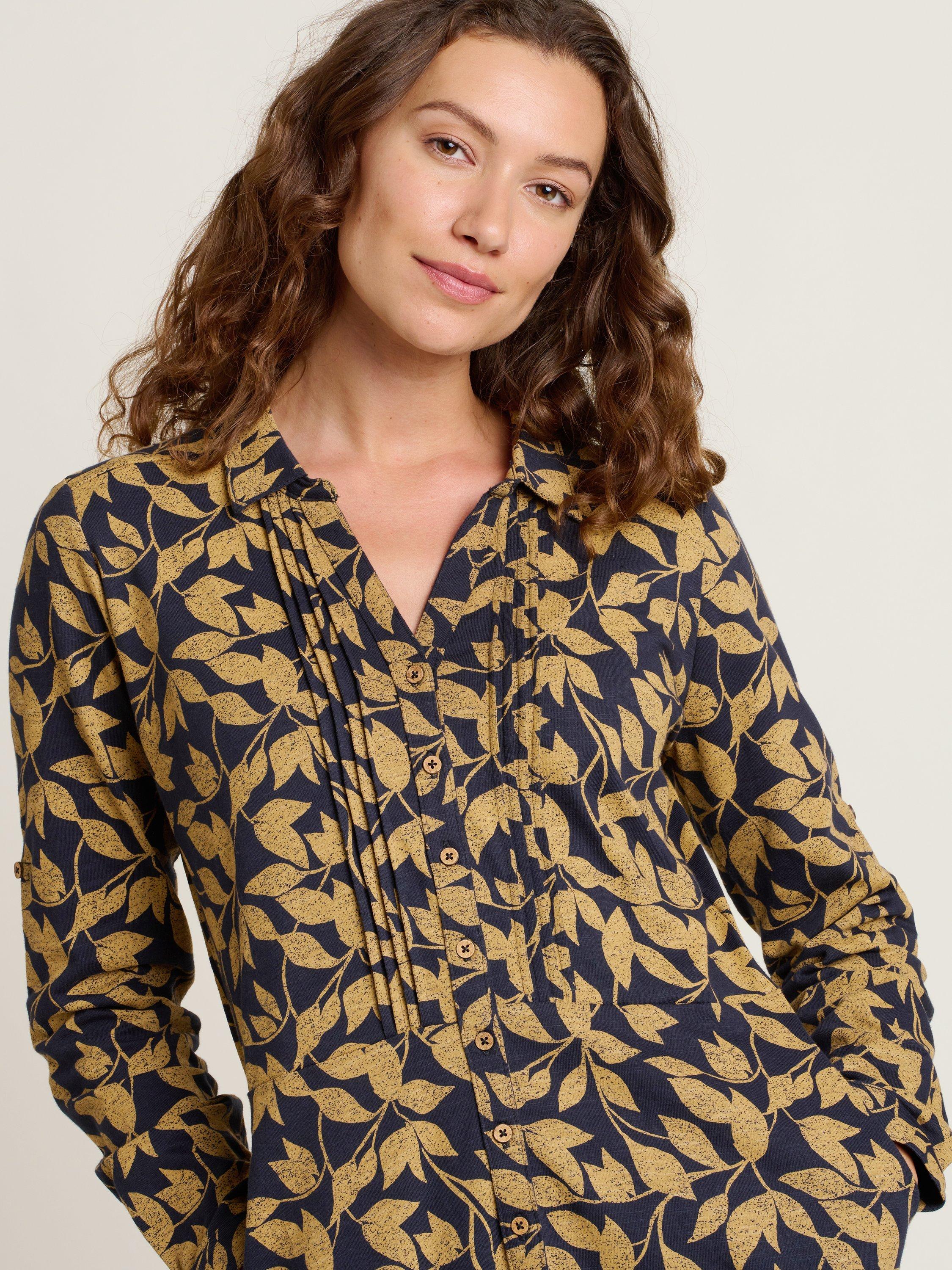 Product image 4 of 4, which shows Brakeburn Charlotte Leaf Midi Shirt Dress, Multi, 8
