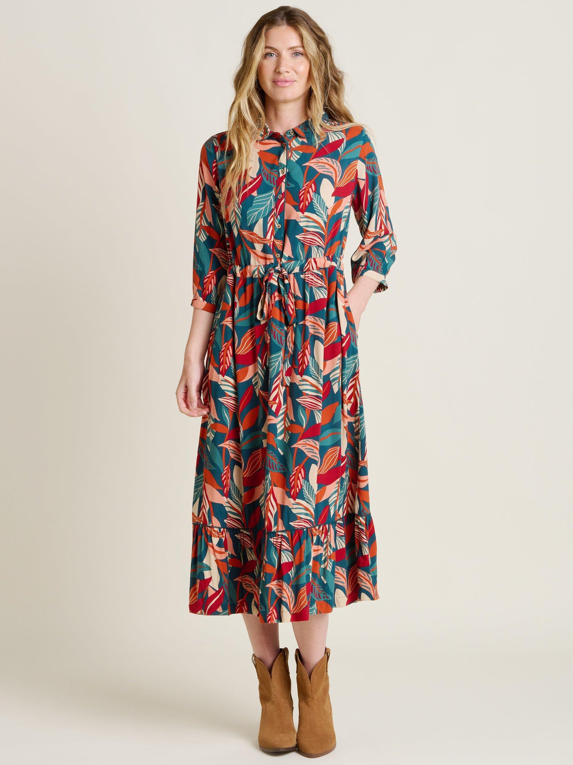 Product image 2 of 6, which shows Brakeburn Evergreen Leaves Maxi Dress, Multi, 8