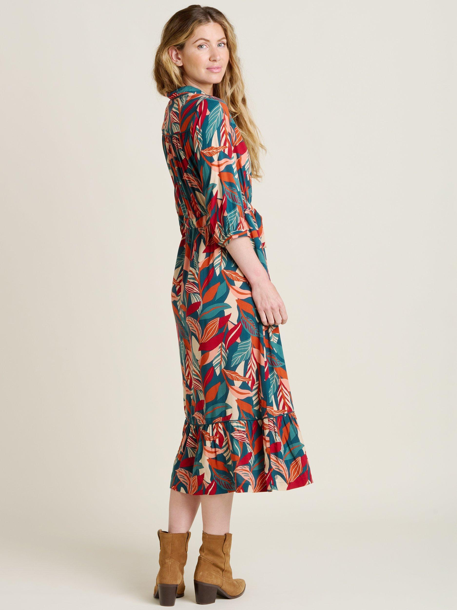 Product image 3 of 6, which shows Brakeburn Evergreen Leaves Maxi Dress, Multi, 8
