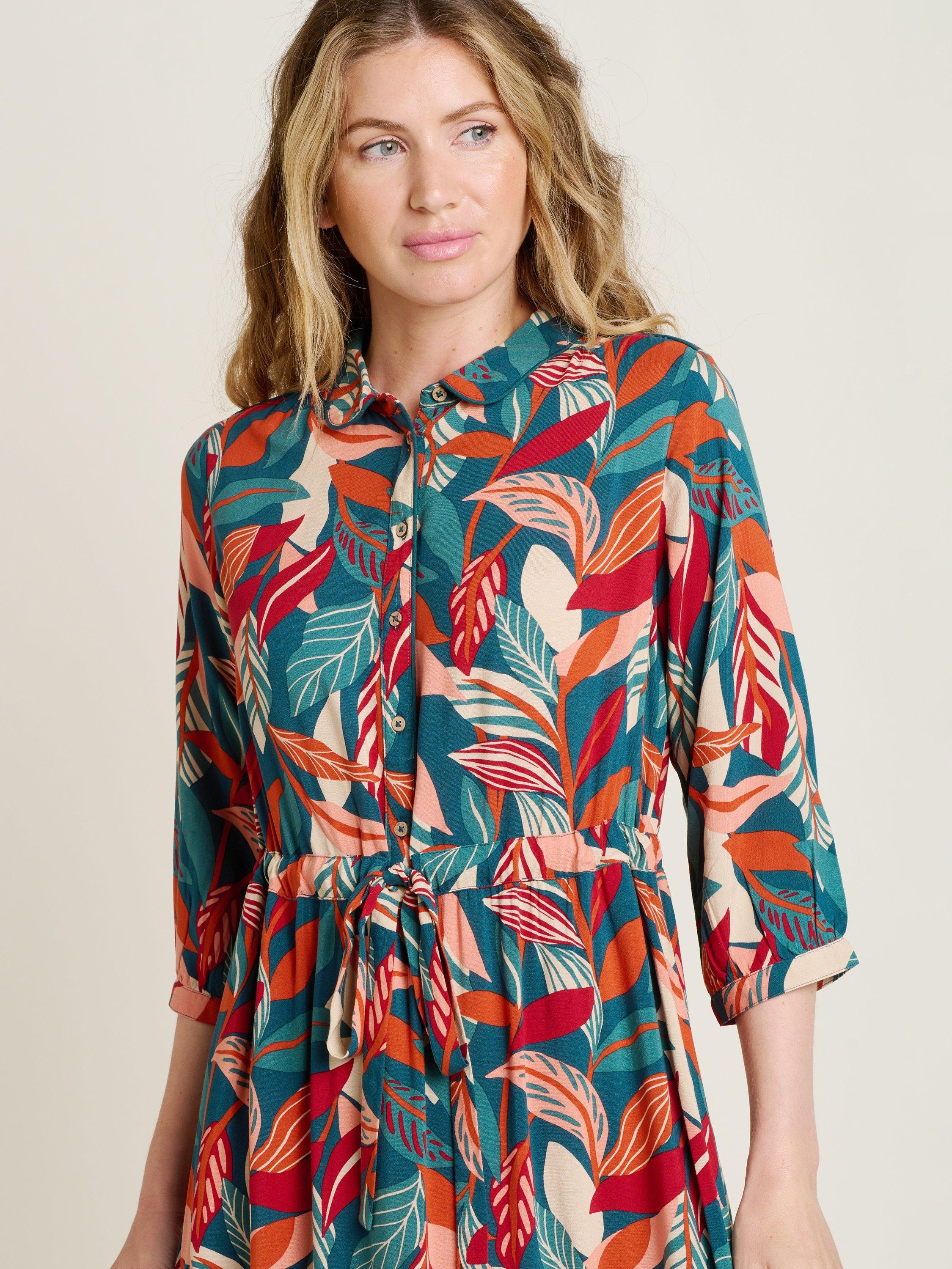 Product image 4 of 6, which shows Brakeburn Evergreen Leaves Maxi Dress, Multi, 8