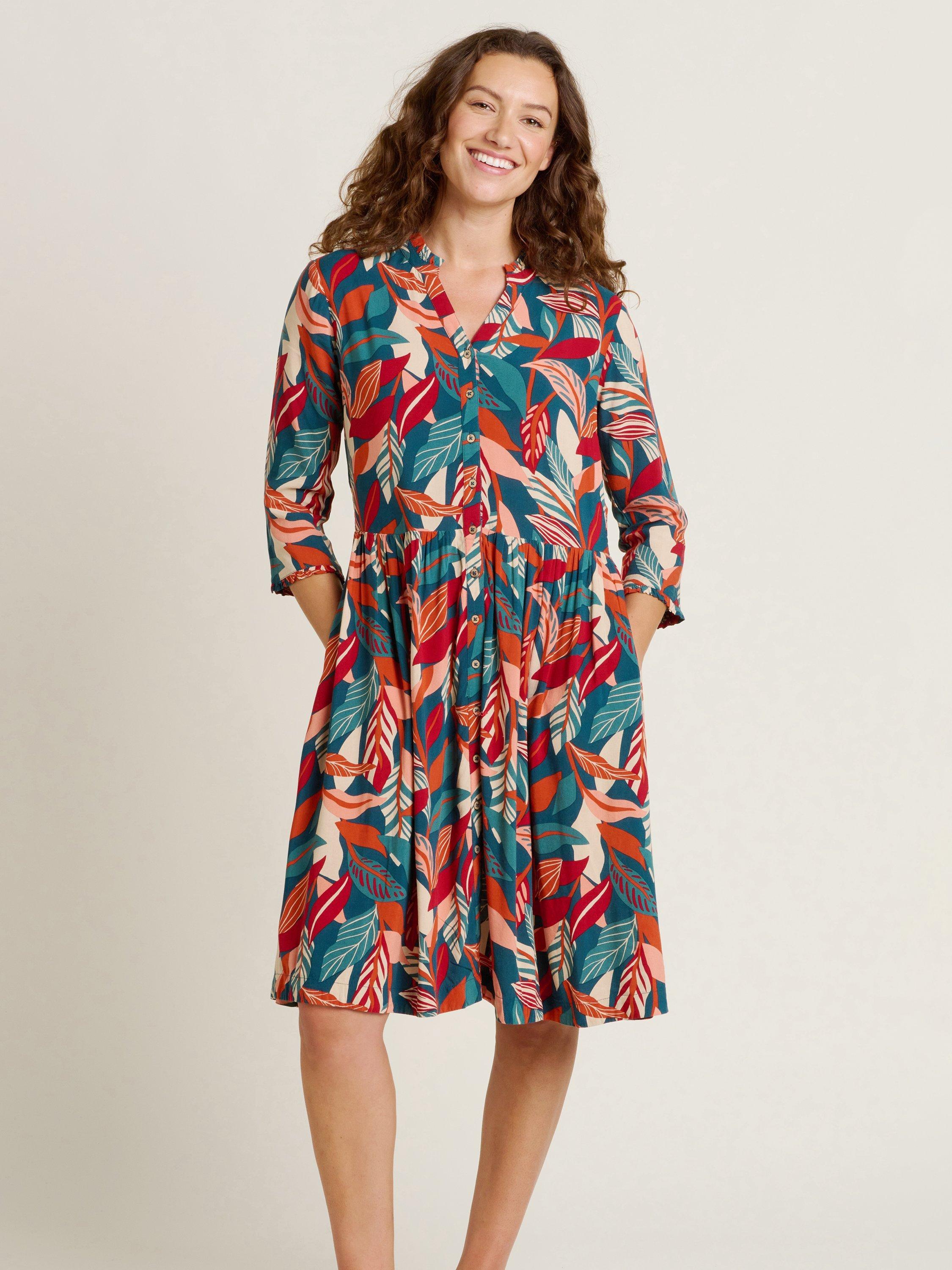 Product image 1 of 4, which shows Brakeburn Evergreen Leaves Dress, Multi, 8
