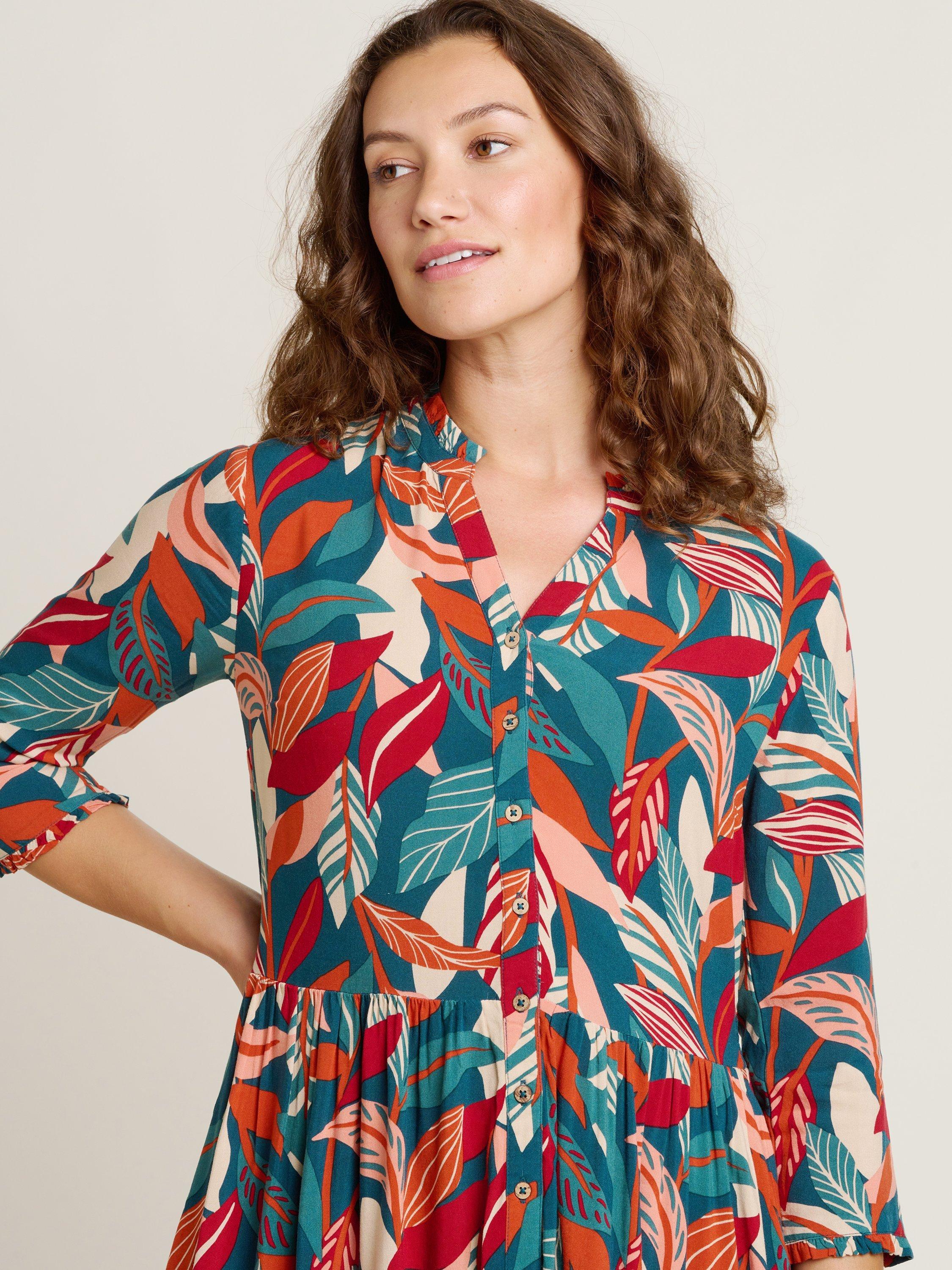 Product image 3 of 4, which shows Brakeburn Evergreen Leaves Dress, Multi, 8
