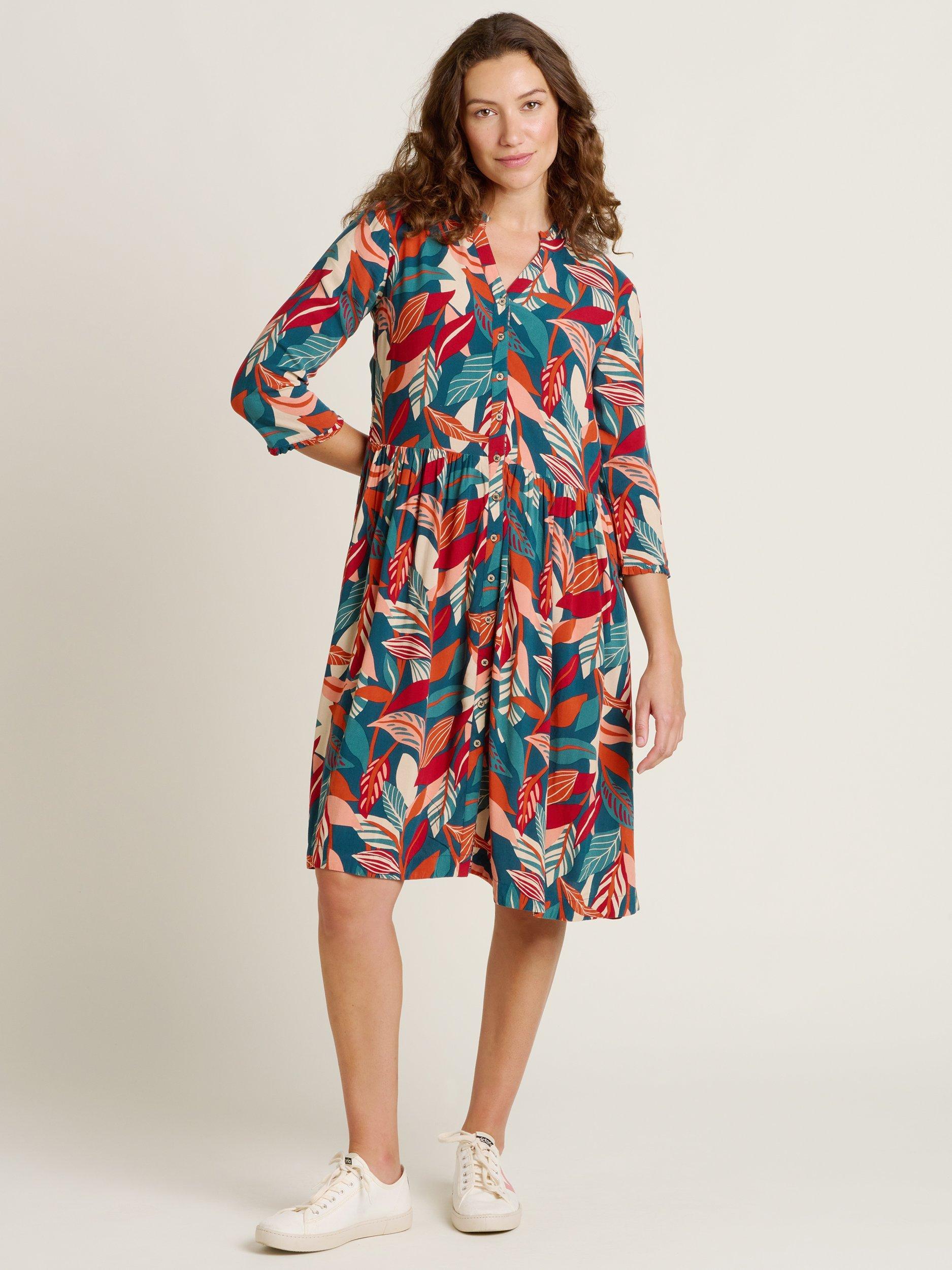 Product image 4 of 4, which shows Brakeburn Evergreen Leaves Dress, Multi, 8