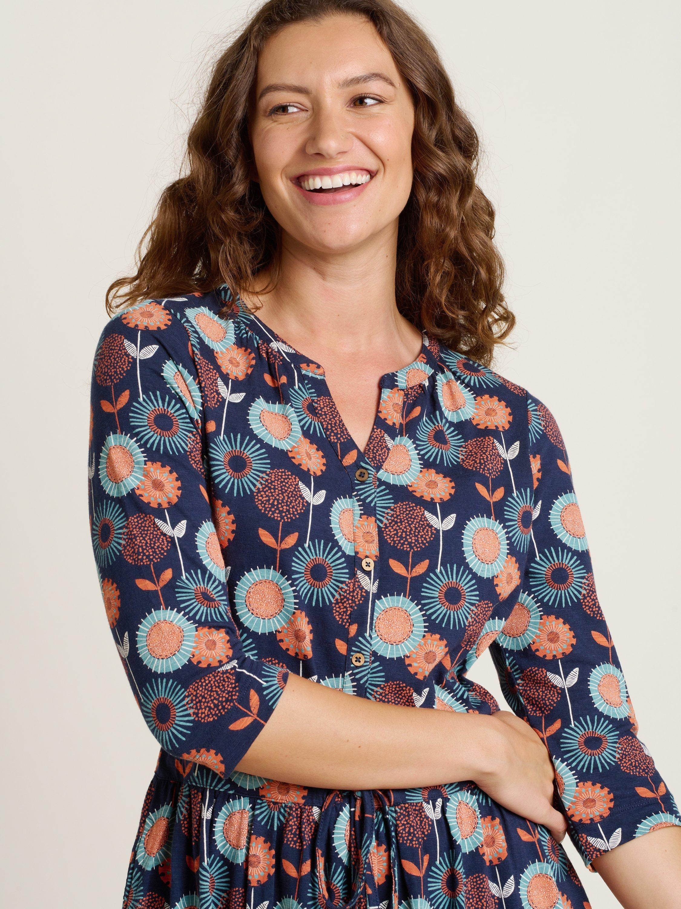 Product image 5 of 5, which shows Brakeburn Freya Floral Midi Dress, Navy, 8