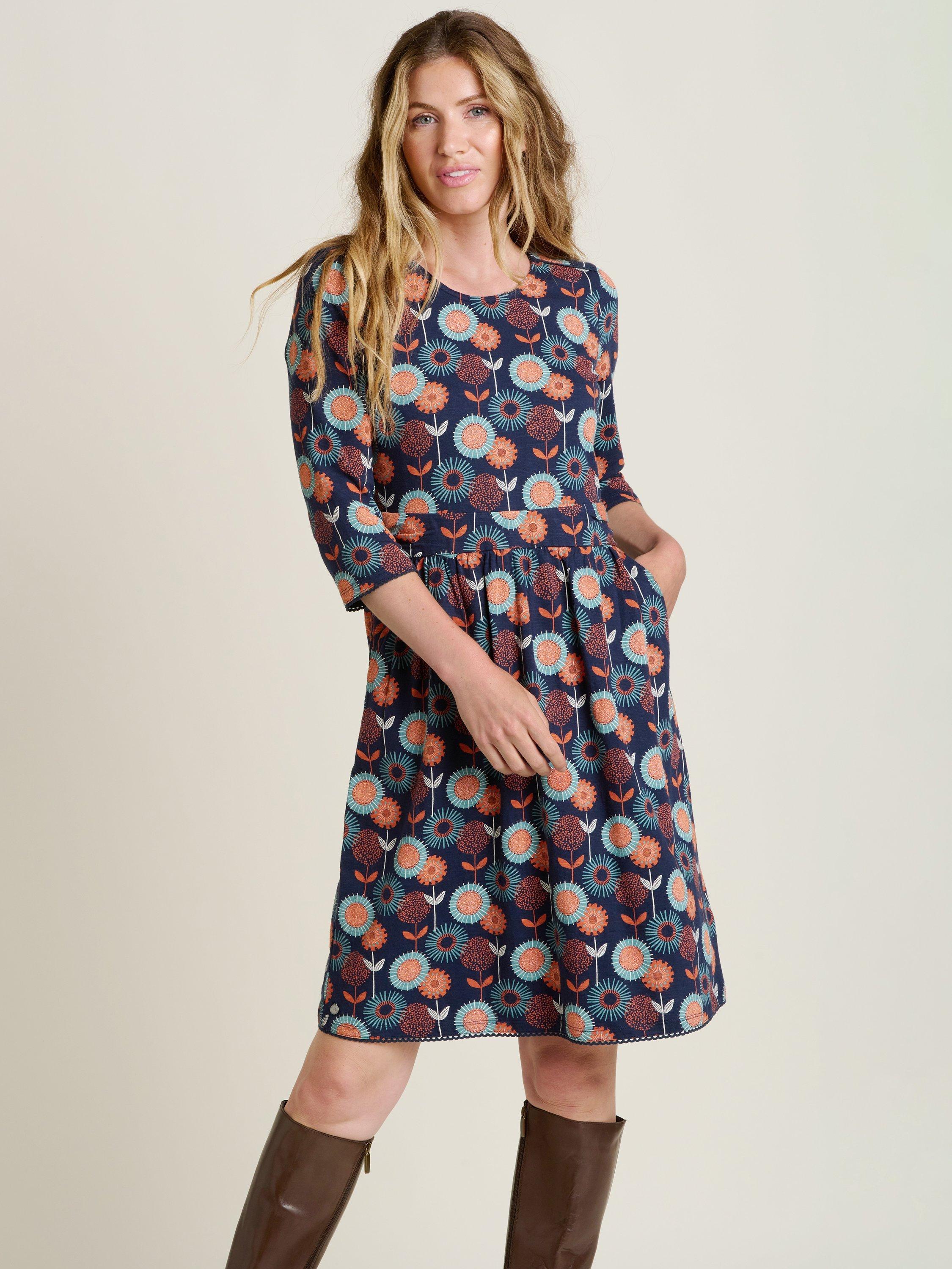 Product image 4 of 5, which shows Brakeburn Freya Floral Dress, Navy, 8