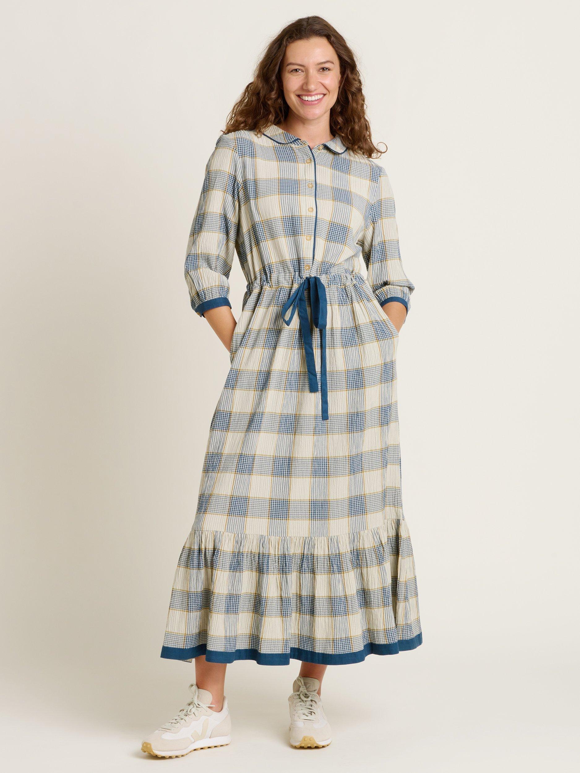 Product image 1 of 4, which shows Brakeburn Highcliffe Shirt Dress, Blue/Multi, 8