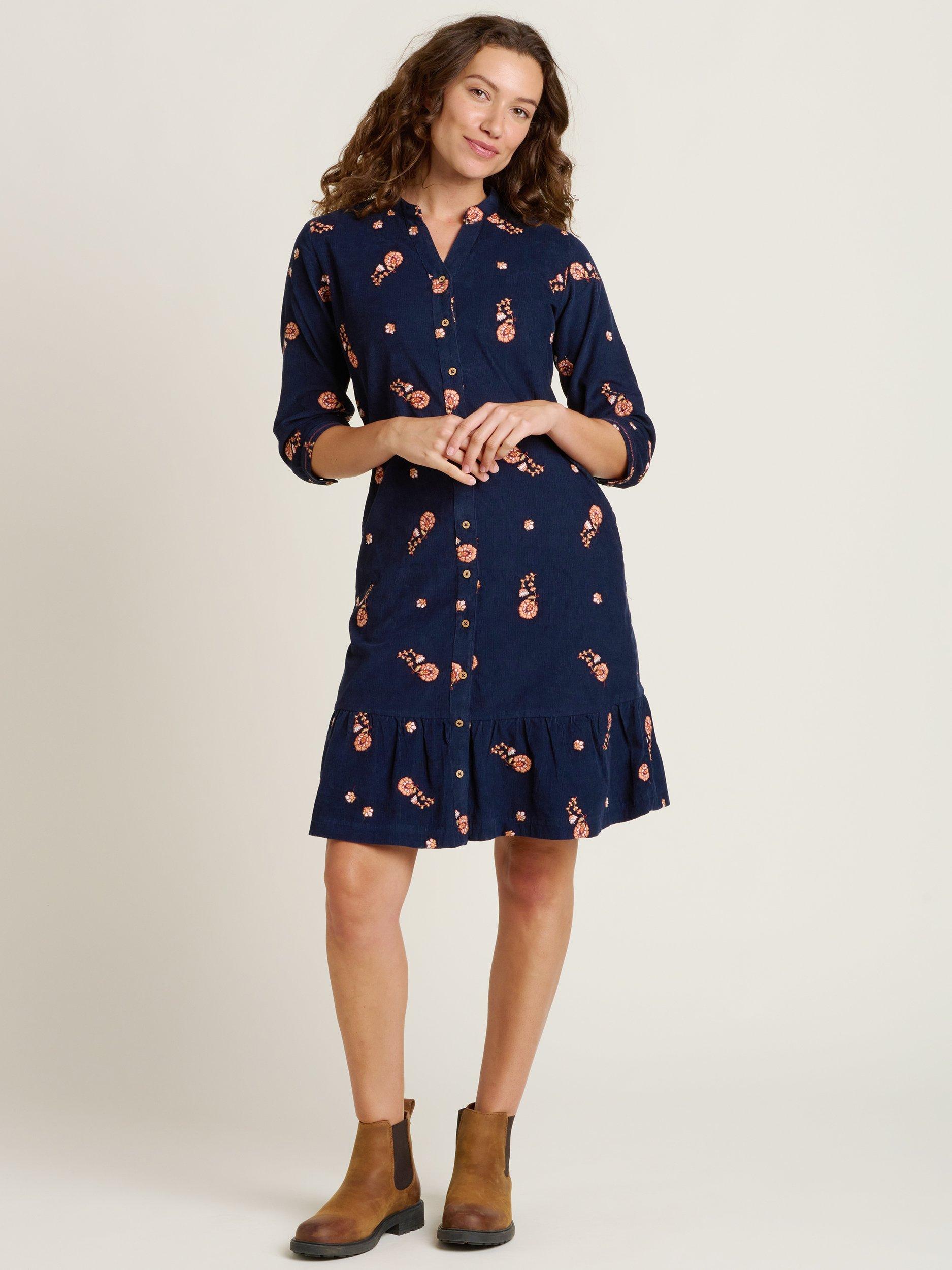 Product image 1 of 4, which shows Brakeburn Maeve Floral Shirt Dress, Navy/Multi, 8