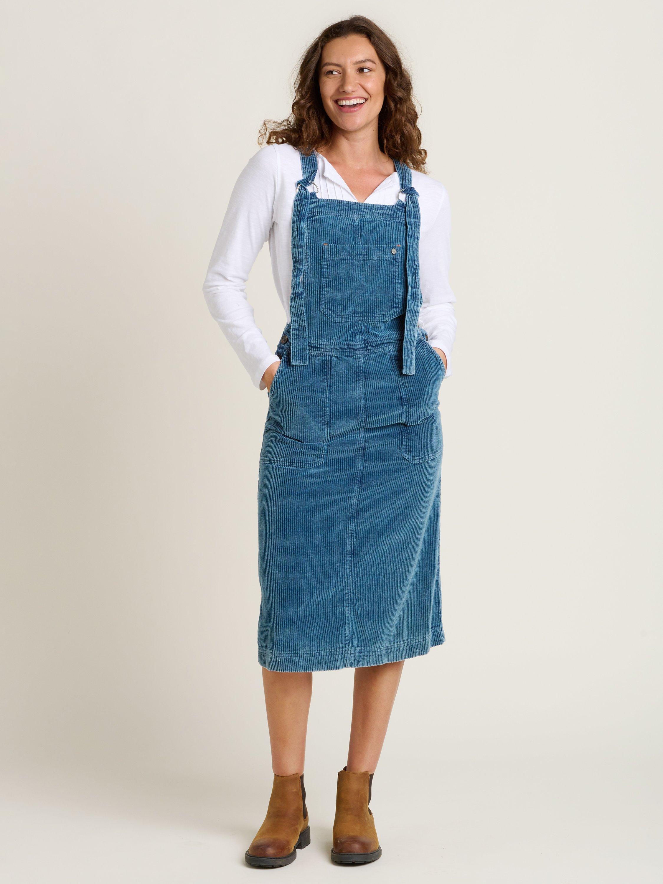 Product image 1 of 5, which shows Brakeburn Portland Corduroy Pinafore Dress, Blue, 8