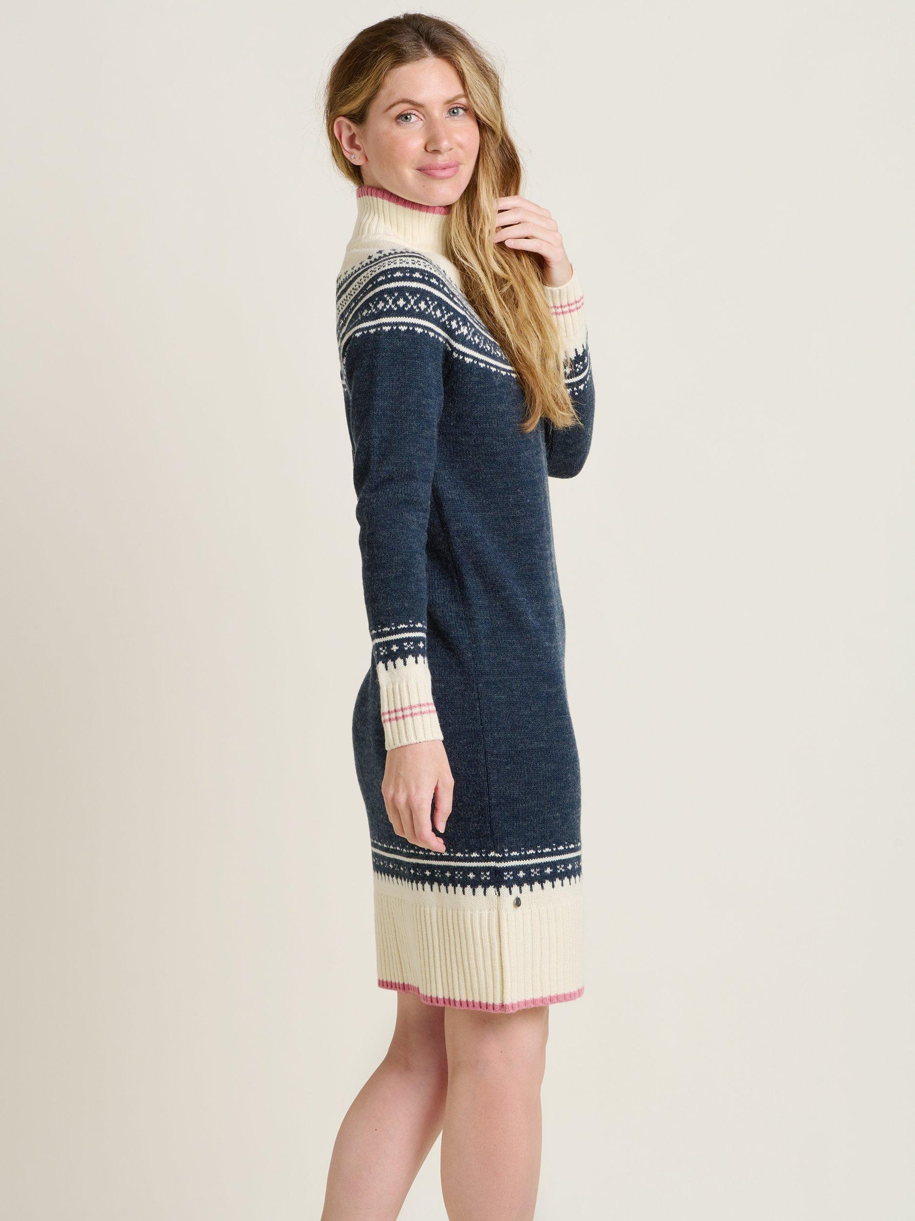 Product image 2 of 4, which shows Brakeburn Retro Ski Knitted Dress, Navy/Multi, 8