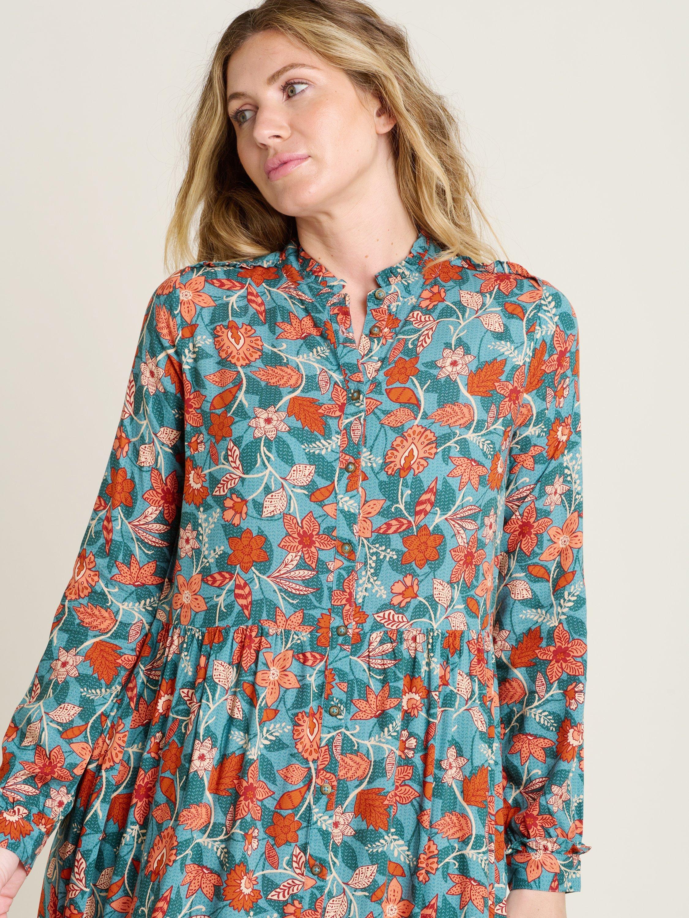 Product image 5 of 5, which shows Brakeburn Ula Vintage Bloom Shirt Maxi Dress, Multi, 8