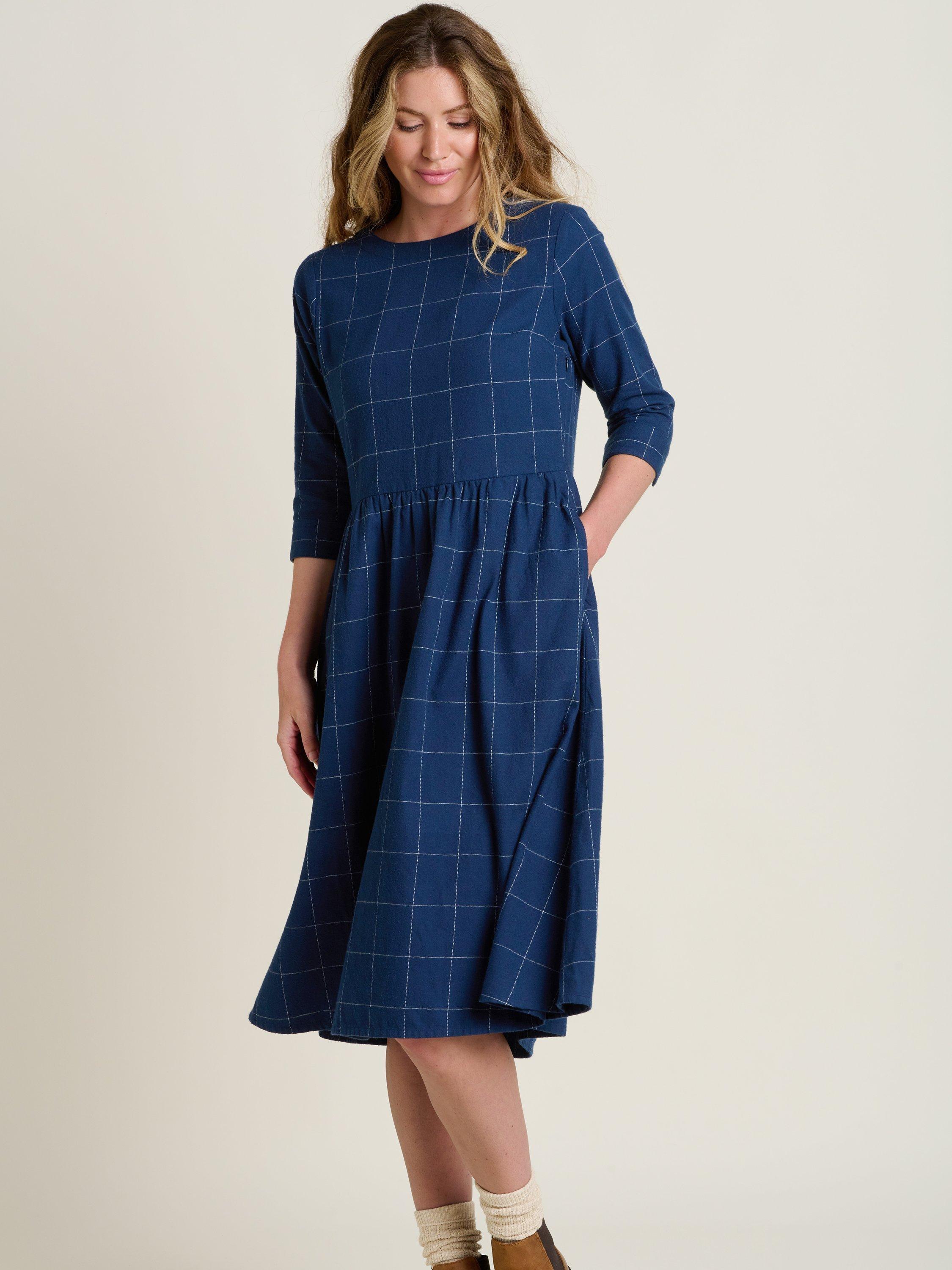 Product image 1 of 5, which shows Brakeburn Upton Check Dress, Navy, 8