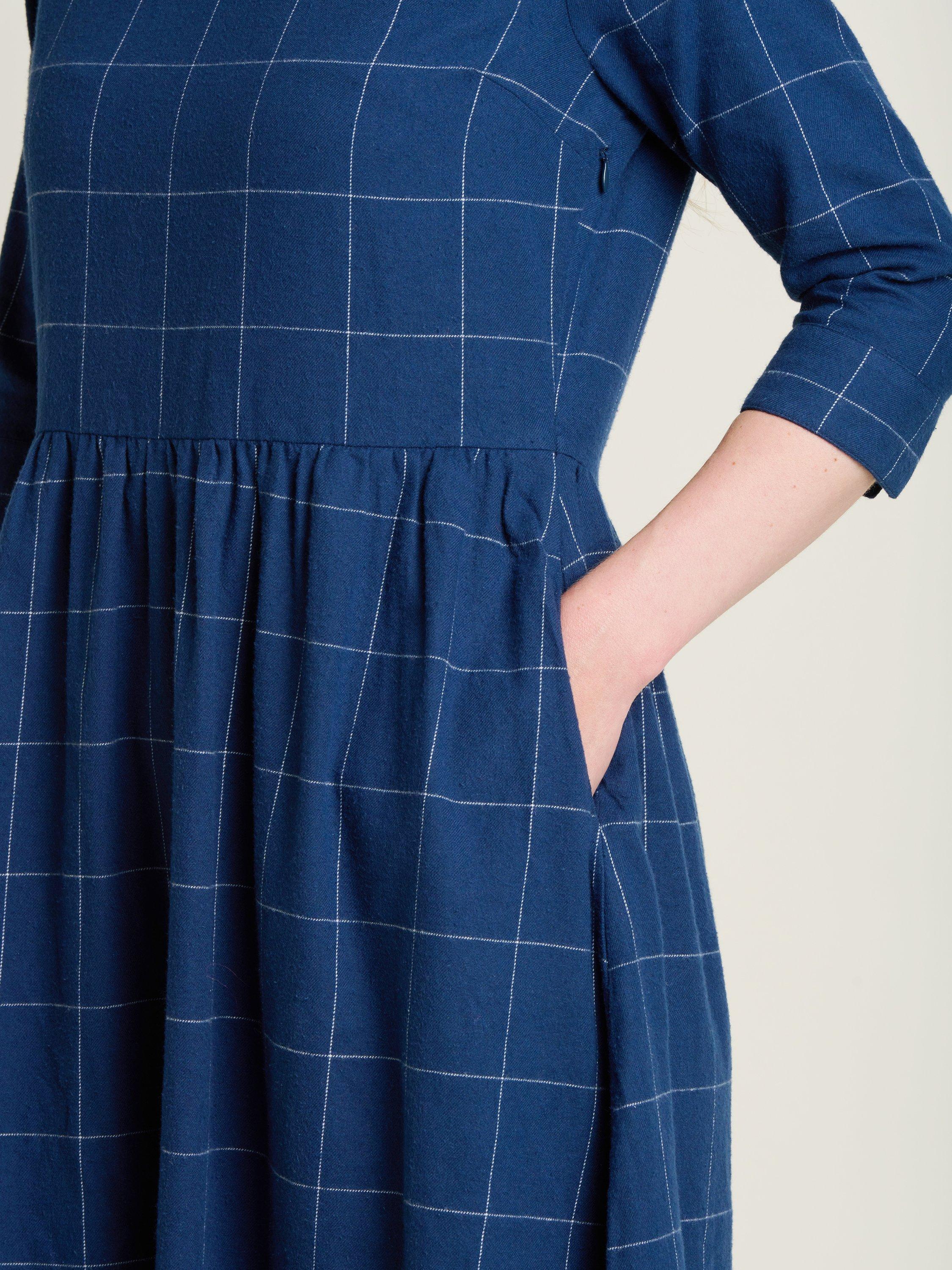 Product image 4 of 5, which shows Brakeburn Upton Check Dress, Navy, 8