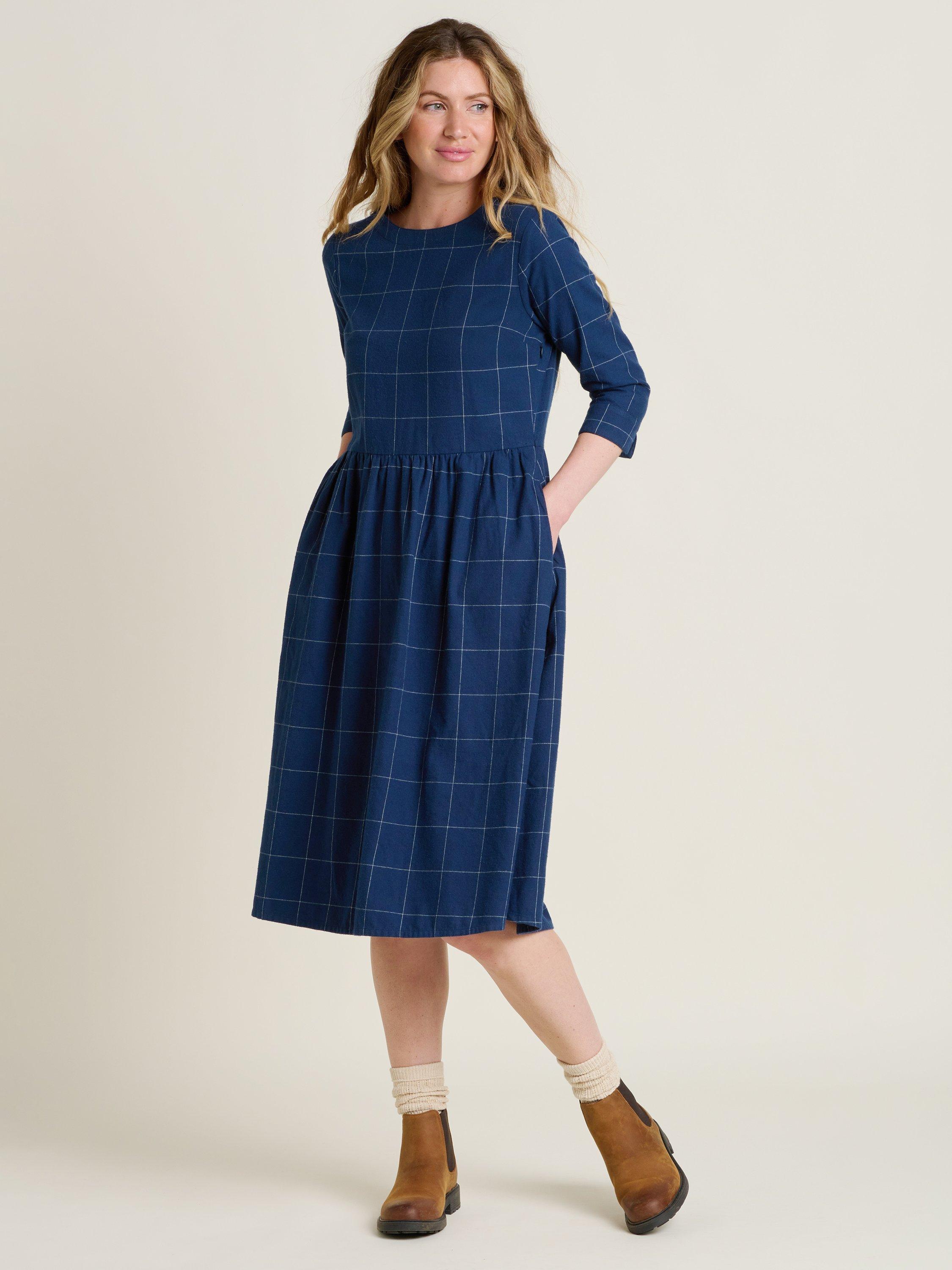 Product image 5 of 5, which shows Brakeburn Upton Check Dress, Navy, 8