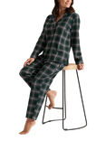 Pretty You London Brushed Plaid Check Pyjama Set, Green/Multi