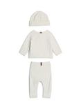 Tommy Hilfiger Baby Cable Knit Hat, Cardigan & Joggers Set, Ivory Petal