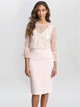 Gina Bacconi Pippa Beaded 3/4 Sleeve Dress, Antique Rose