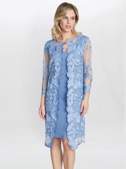Gina Bacconi Savoy Embroidered Jersey Lace Dress, Hydrangea, Hydrangea