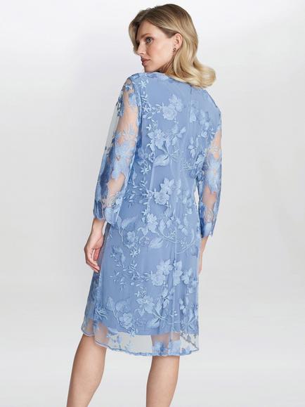 Gina Bacconi Savoy Embroidered Jersey Lace Dress, Hydrangea - view 2, Hydrangea