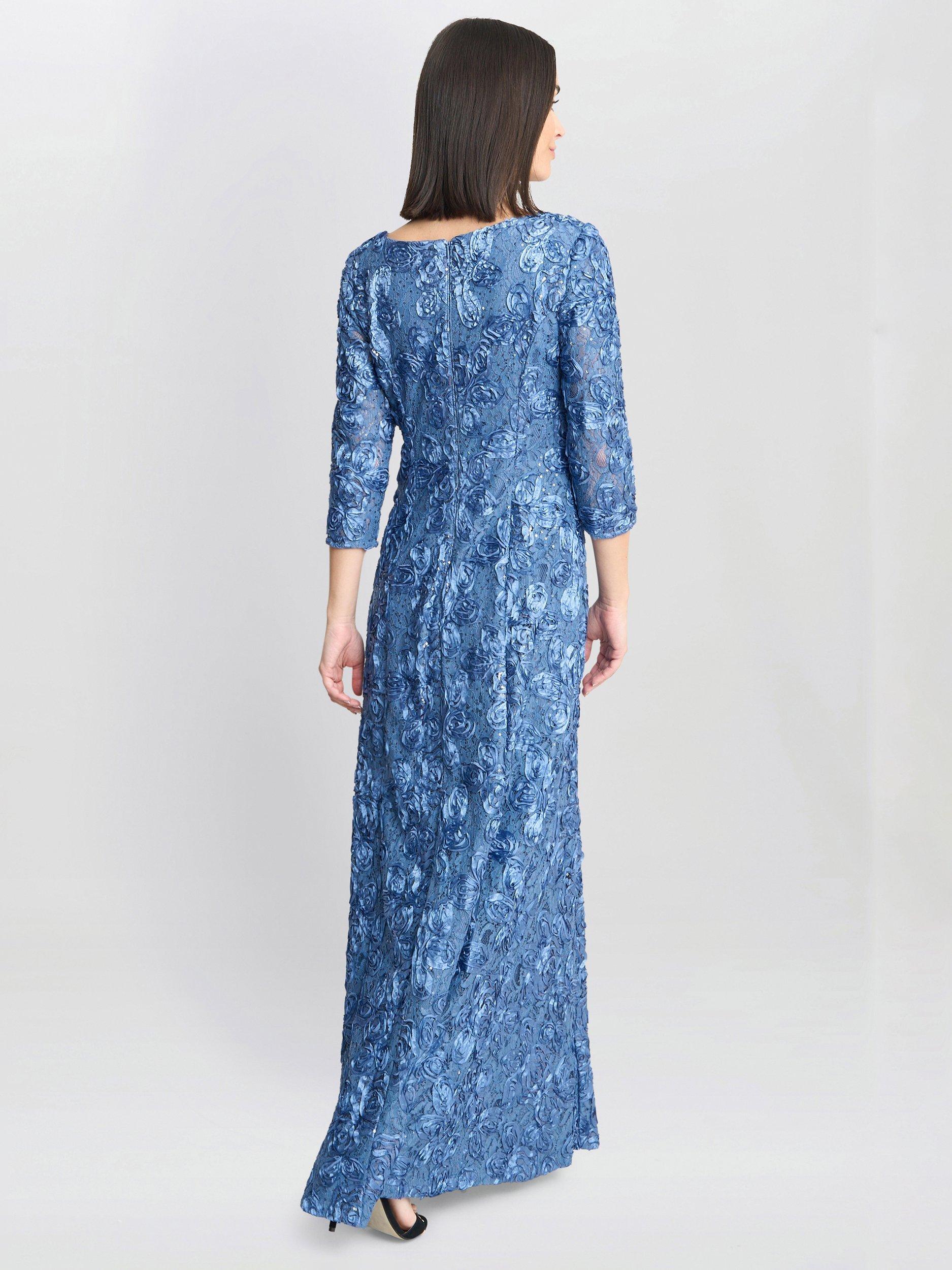 Product image 2 of 5, which shows Gina Bacconi Susanna Rosette 3/4 Sleeve Dress, Perri, 8
