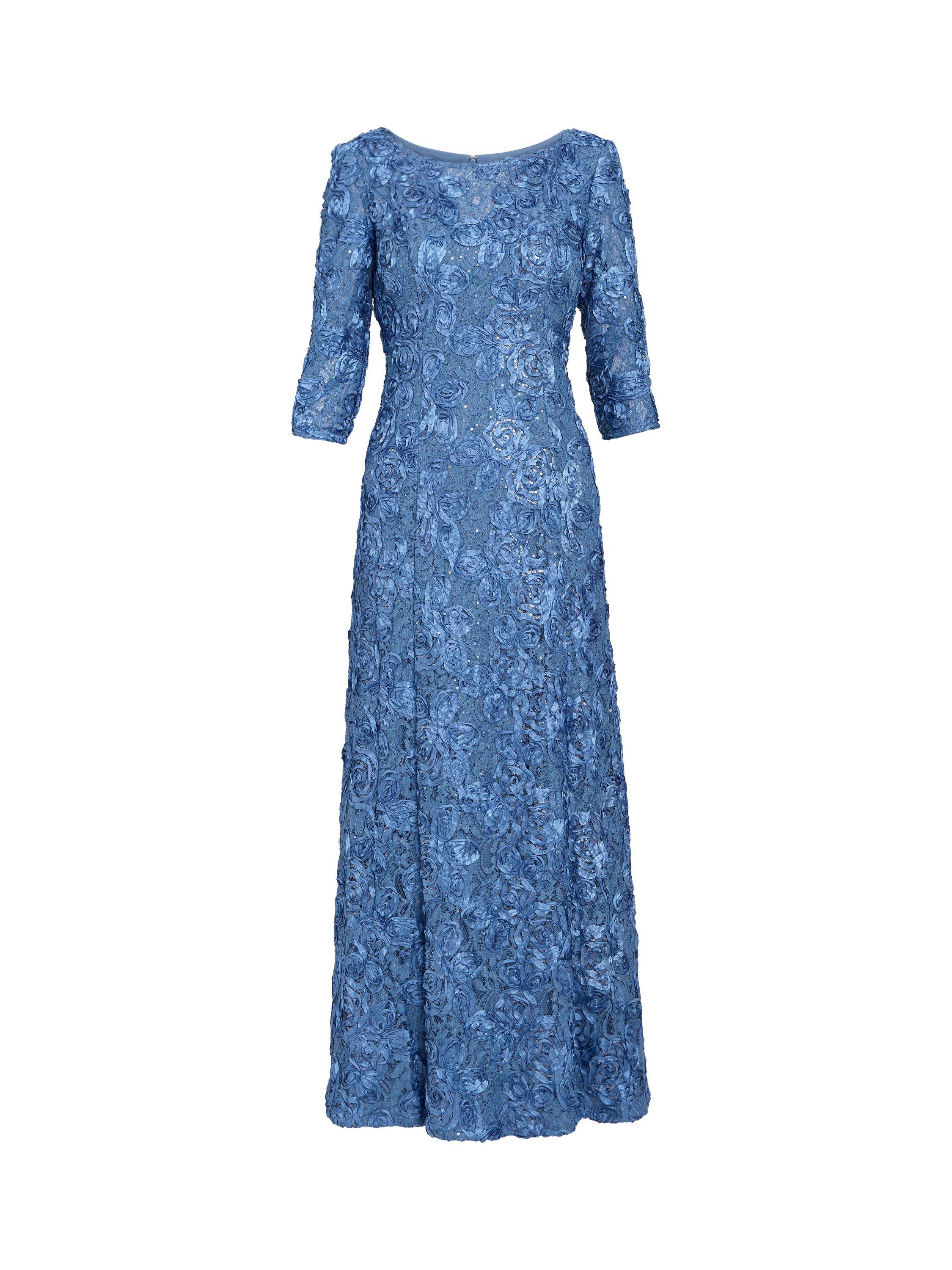 Product image 4 of 5, which shows Gina Bacconi Susanna Rosette 3/4 Sleeve Dress, Perri, 8