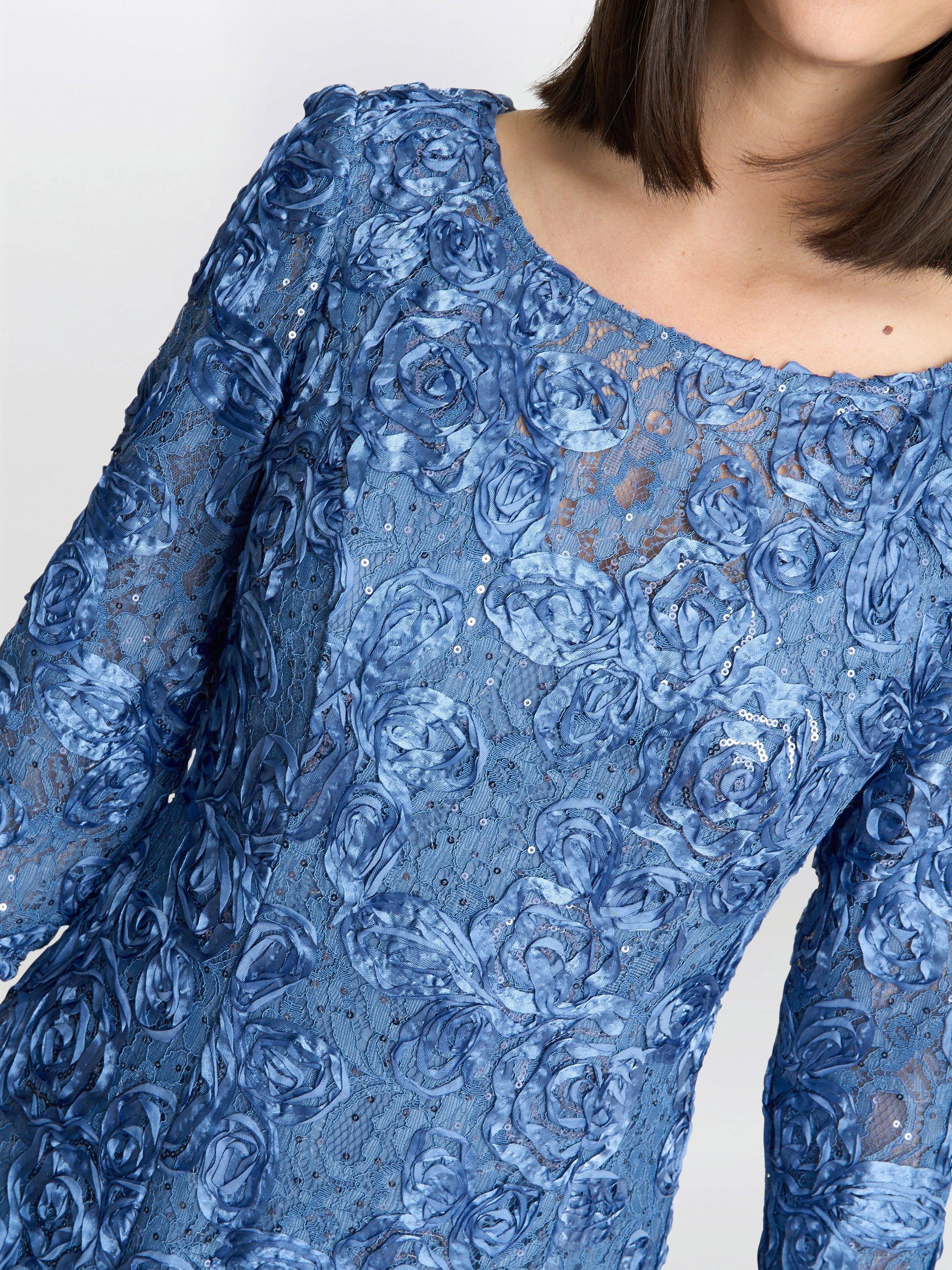 Product image 5 of 5, which shows Gina Bacconi Susanna Rosette 3/4 Sleeve Dress, Perri, 8