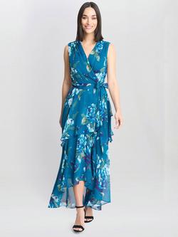 Gina Bacconi Tamara Floral Maxi Dress, Teal, Teal