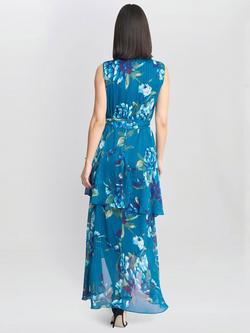 Gina Bacconi Tamara Floral Maxi Dress, Teal - view 2, Teal