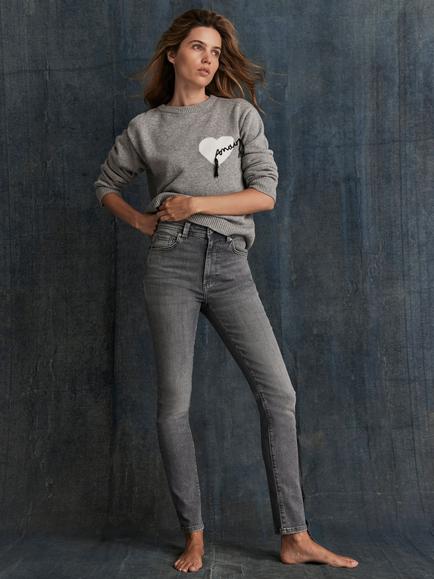 Mint Velvet High Rise Skinny Jeans, Grey - view 2, Grey