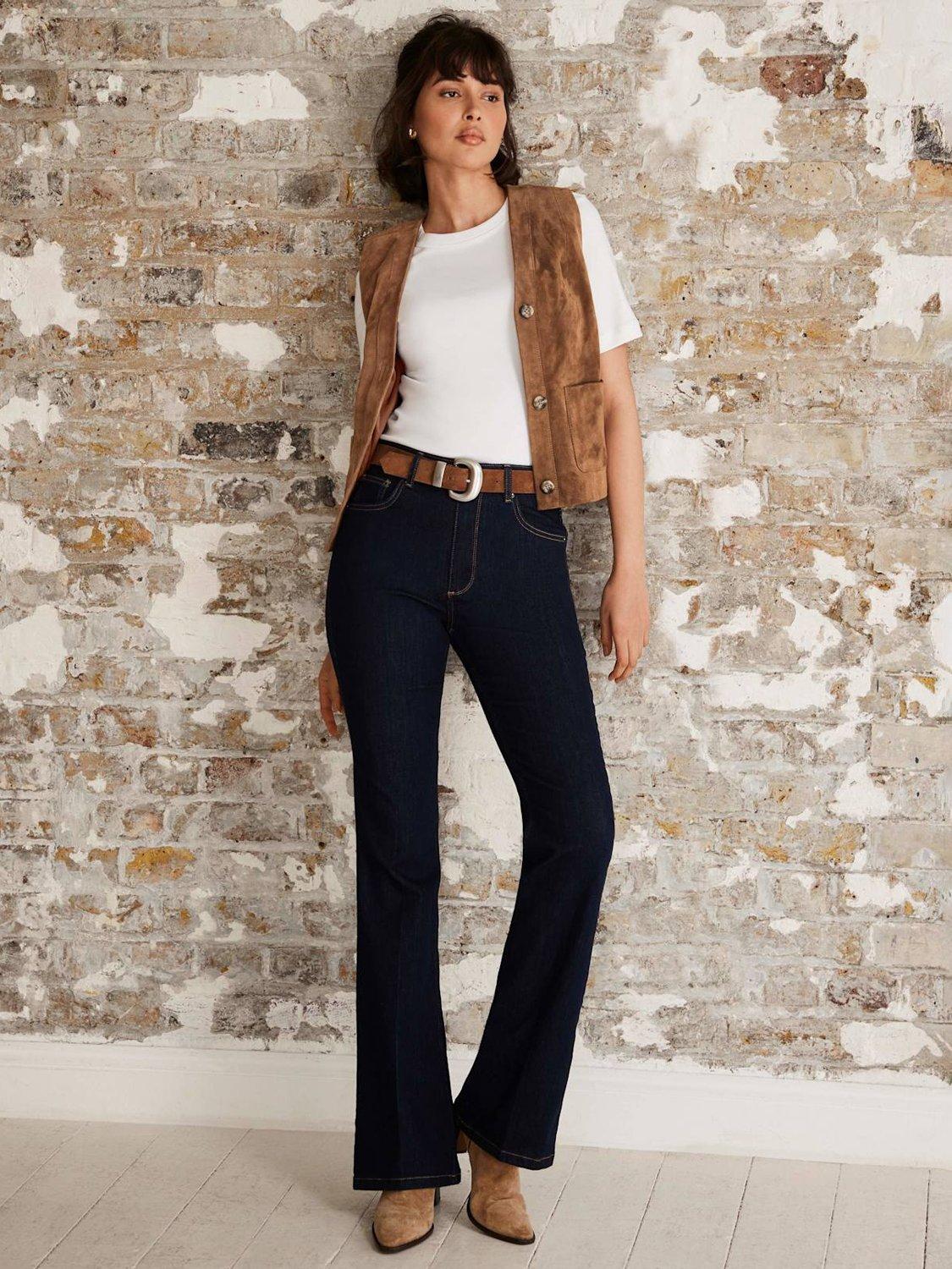 Product image 1 of 7, which shows Mint Velvet High Rise Flare Jeans, Indigo, 6R
