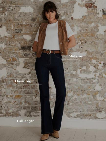 Mint Velvet High Rise Flare Jeans, Indigo - view 2, Indigo