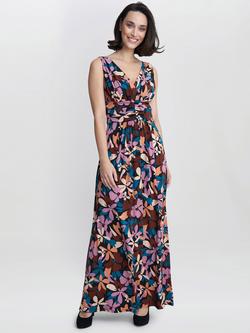 Gina Bacconi Idra Jersey Maxi Dress, Black/Multi, Black/Multi