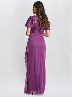 Gina Bacconi Kaitlyn Embroidered Dress, Plum - view 2, Plum