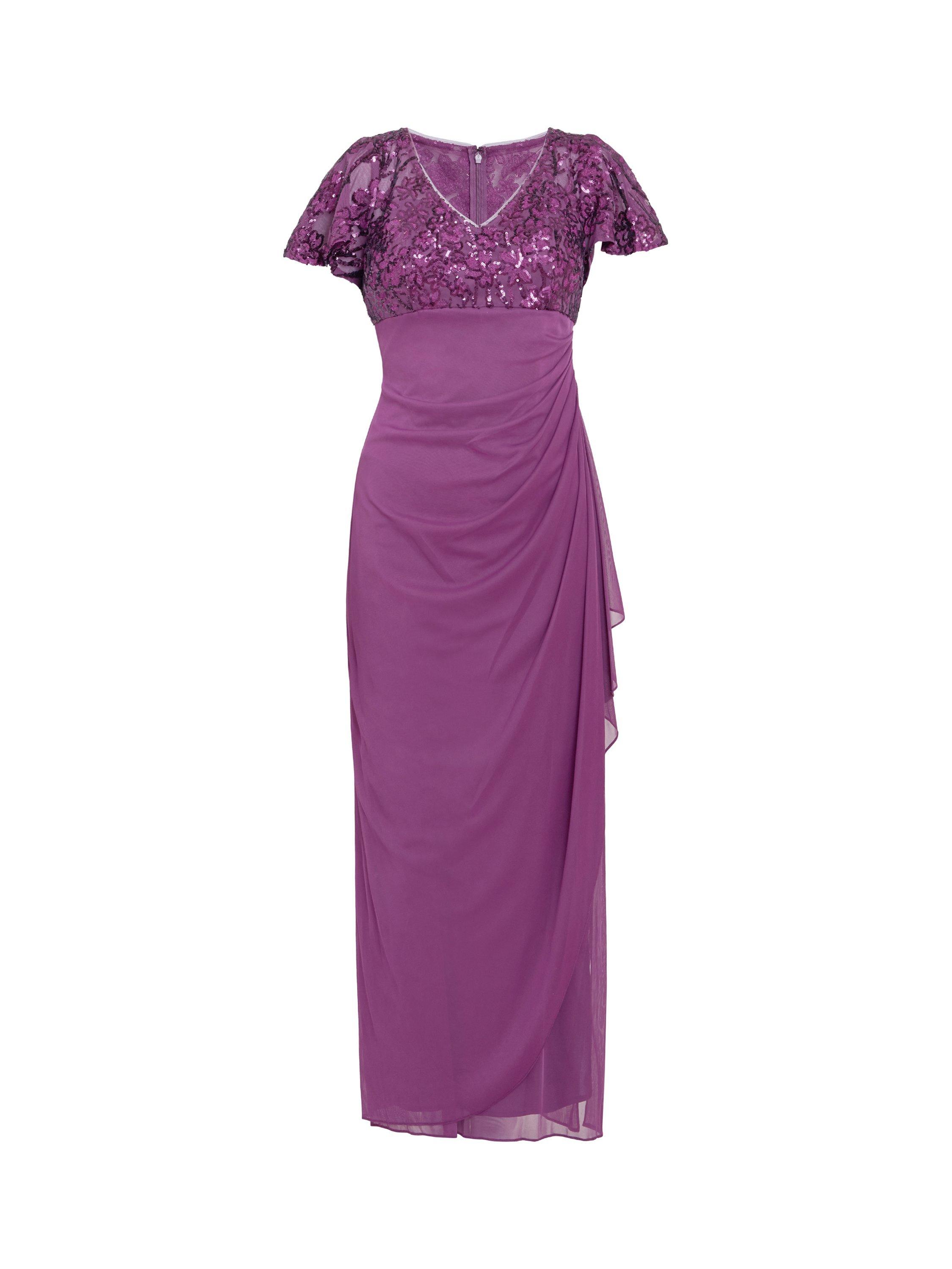 Product image 4 of 6, which shows Gina Bacconi Kaitlyn Embroidered Dress, Plum, 10