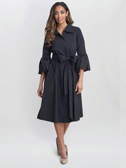 Gina Bacconi Melinda Taffeta Midi Shirt Dress, Black