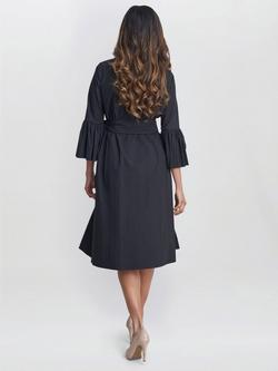 Gina Bacconi Melinda Taffeta Midi Shirt Dress - view 2, Black