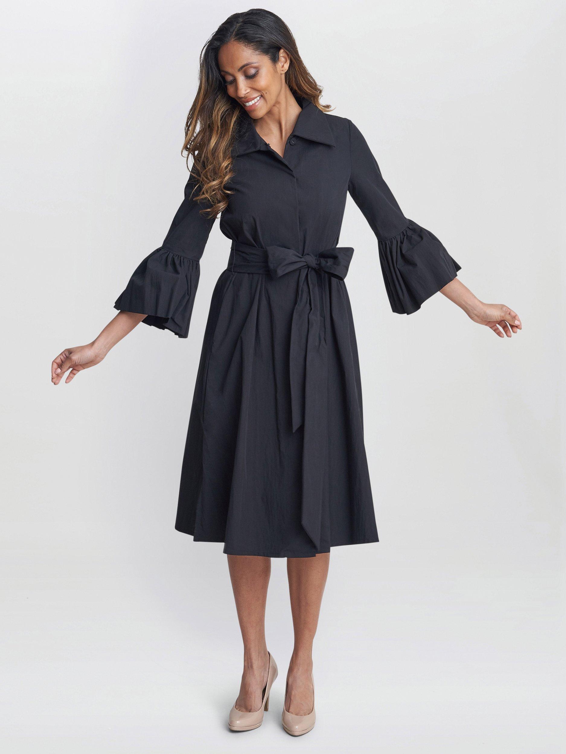 Product image 3 of 7, which shows Gina Bacconi Melinda Taffeta Dress, Black, 8